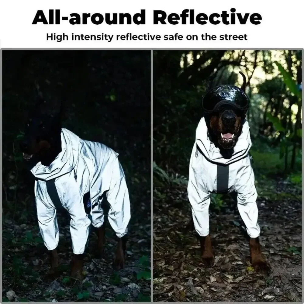 Vanpardo Reflective Hi-Vis Waterproof Outdoor Dog Rain Coat Gray Canine MEDIUM